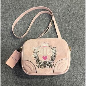 NWT Juicy Couture Pink Diamond Heritage Crossbody Pink Velour Y2k